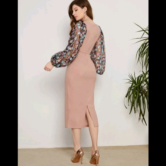 Floral Embroidered Bodycon Dress - Picture 2 of 7